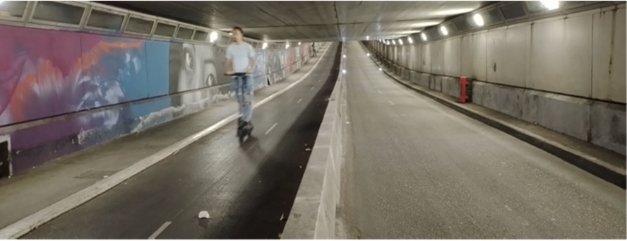 Construction of a cycle path in a tunnel in Nice (© CETU)