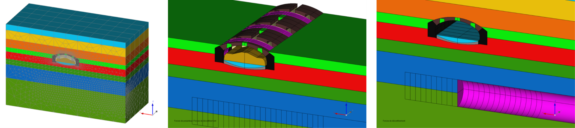 Example of a numerical model for assessing stresses in the lining of an existing tunnel during the excavation of a new tunnel