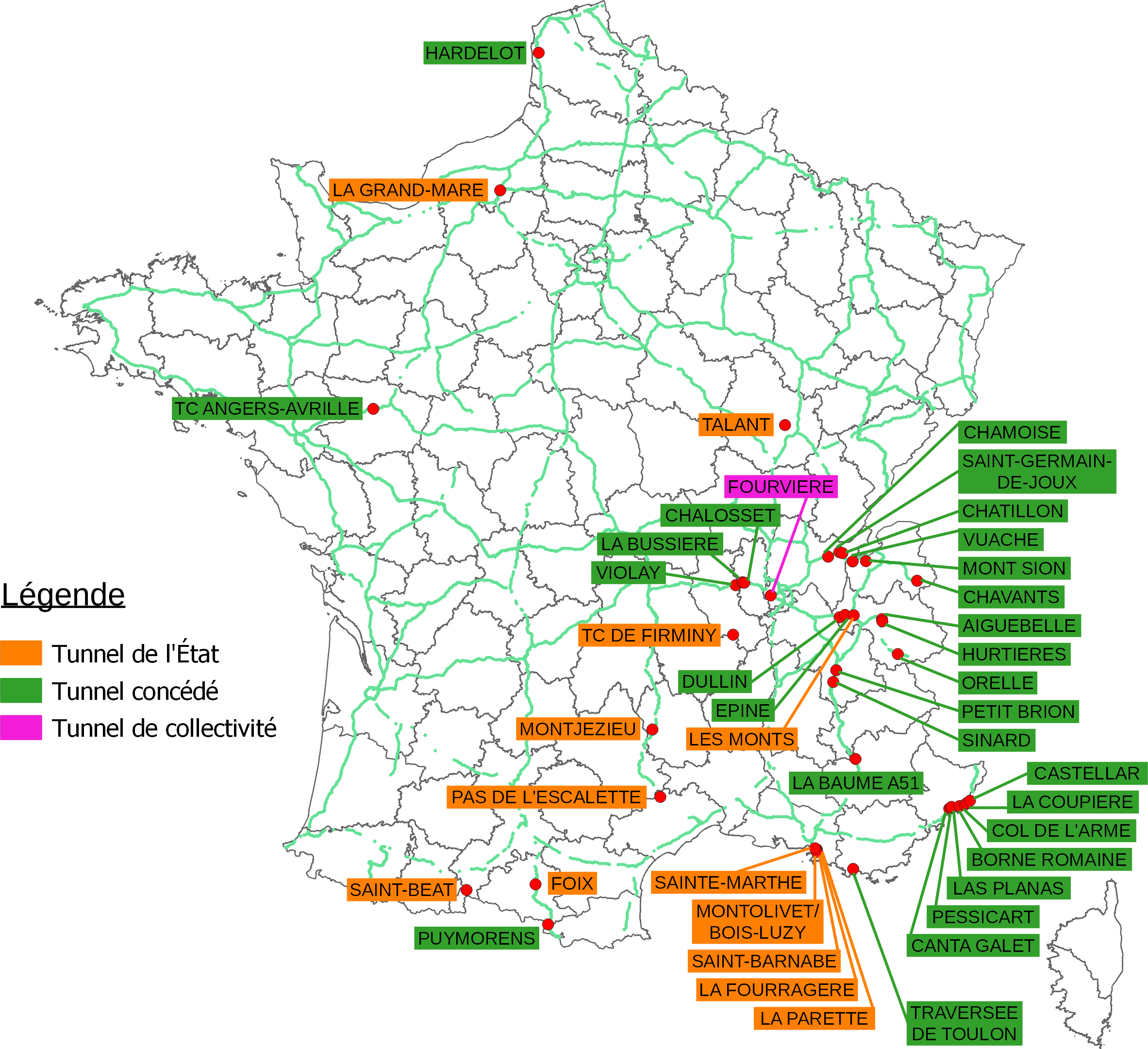 Cartographie des tunnels de plus de 500m situés sur le réseau transeuropéen Cartographie des tunnels de plus de 500m situés sur le réseau transeuropéen